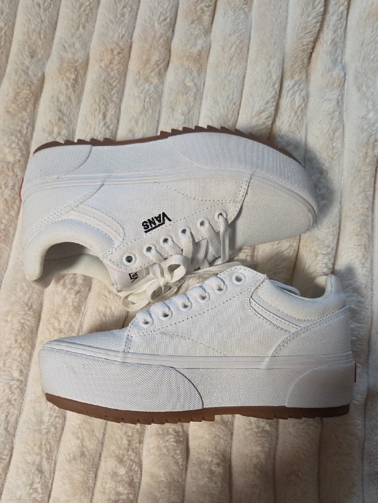 Vans Shoes - Vans White Canvas Platform Trainers with Gum Outsole